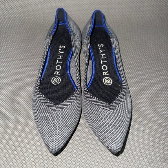 Rothy’s The Point Cloud Gray Birdseye Knit Pointed Toe Flats Womens Size 6 - Picture 2 of 8